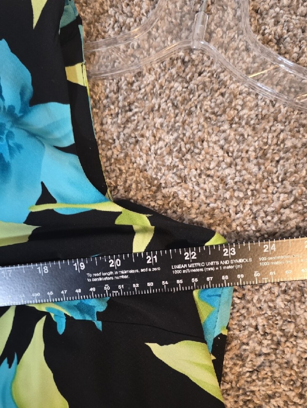 Studio I Black Midi Dress with Blue & Lime Tropical Floral Print Size 18W - Picture 10 of 11